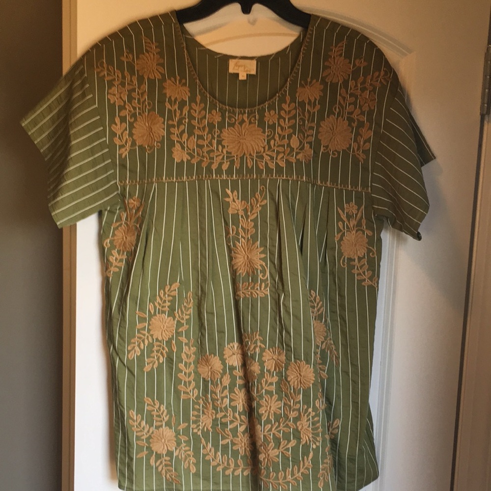 Elegant Green Floral Embroidered Blouse